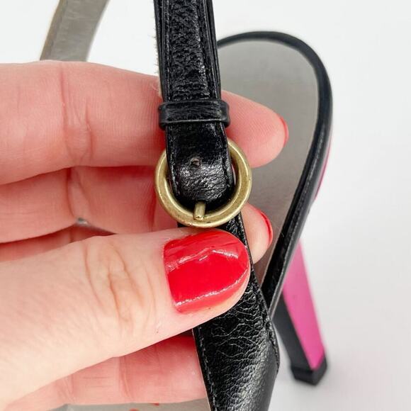 Vintage Retro Miu Miu Pink Black White Woven Pointed Toe Slingback Pump IT 39 - Picture 8 of 11